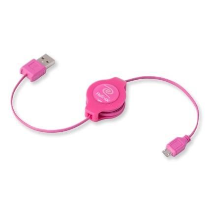 Cable Retrak USB 2.0, 1 m, Rosa