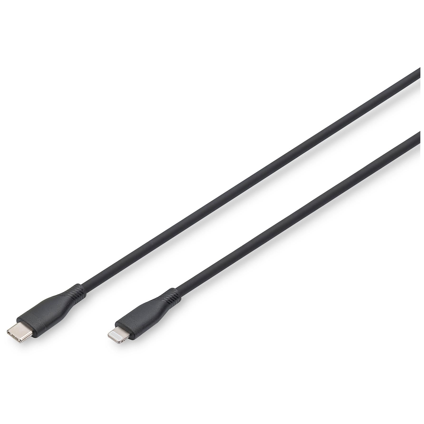 Câble de connexion Digitus en silicone, Lightning vers USB-C - 2 m, Noir