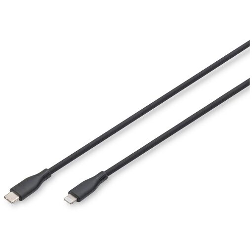 Câble de connexion Digitus en silicone, Lightning vers USB-C - 2 m, Noir