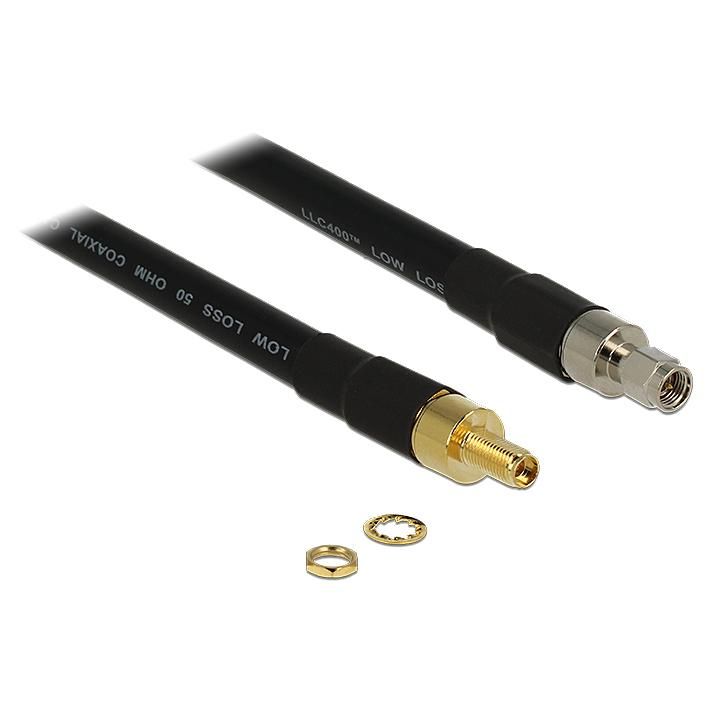 Câble coaxial Delock 13007, 3 m, connecteurs SMA mâles à SMA mâles, noir