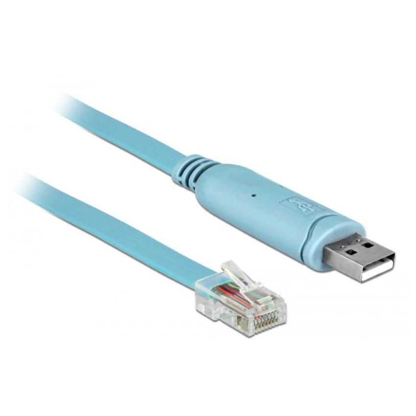 Adaptateur USB 2.0 Delock - Série RS-232 RJ45 Mascul à Mascul 2m Bleu