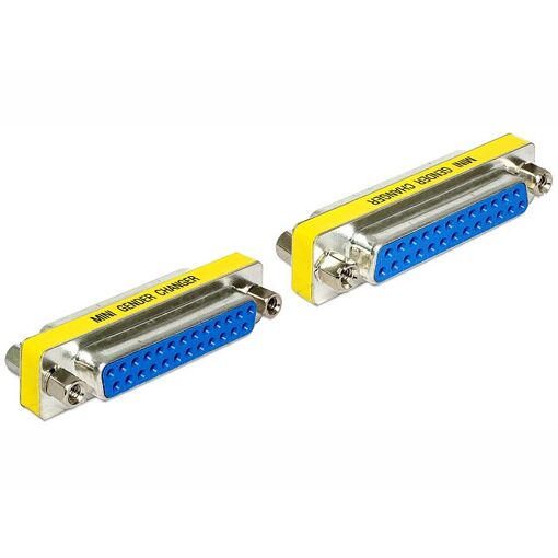 Delock Sub-D 25 Cable Gender Changer, Blue, Silver, Yellow