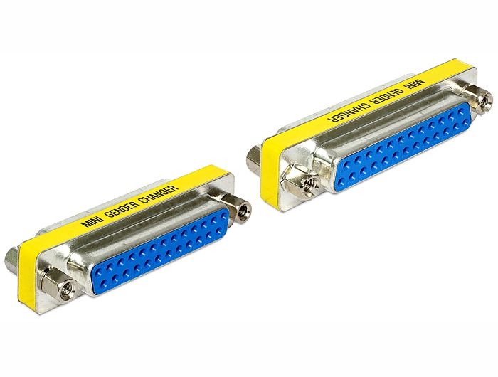 Delock Sub-D 25 Cable Gender Changer, Blue, Silver, Yellow