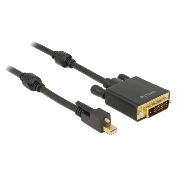 Câble vidéo et adaptateur Delock de 3 m, Mini DisplayPort à DVI-D, noir