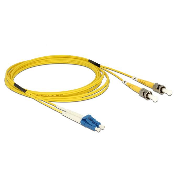 Delock - Câble réseau - mode unique LC (M) pour mode unique ST (M) - 2 m - fibre optique - 9 / 125 micromètres - OS2 - sans halogène - jaune