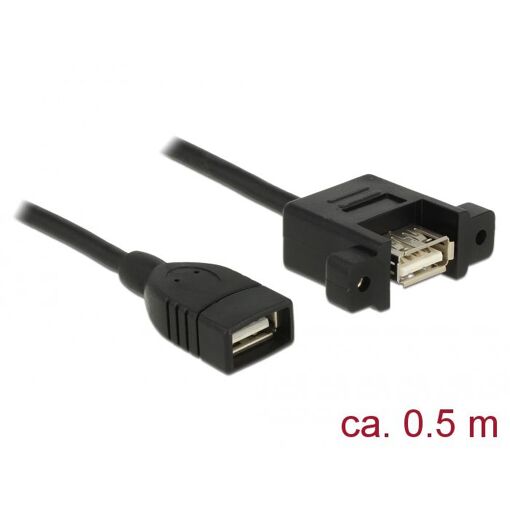 Delock USB 2.0 Cable - 0.5m, Type A, Black