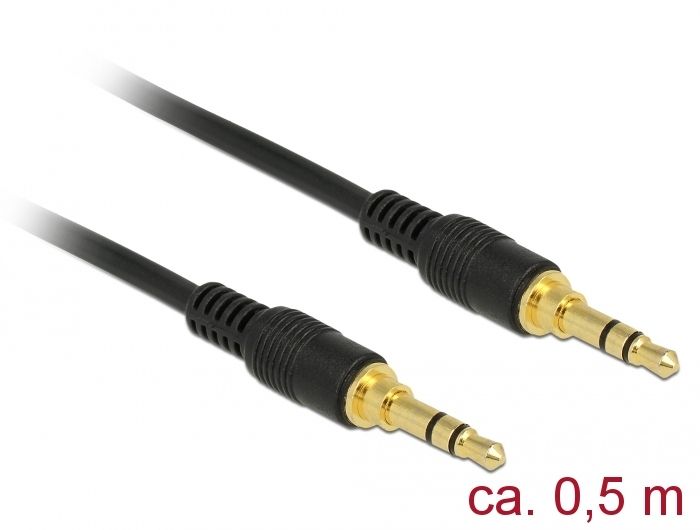Cable de audio Delock 3,5 mm, 0,5 m, Negro