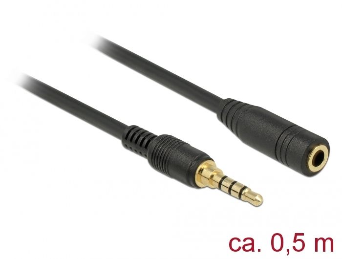 Cable de audio Delock, 0,5 m, 3,5 mm (Hembra a Macho)
