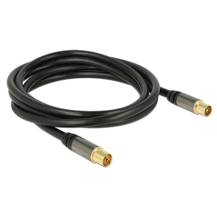 Câble coaxial DeLock RG-6/U, 2 m, Noir IEC