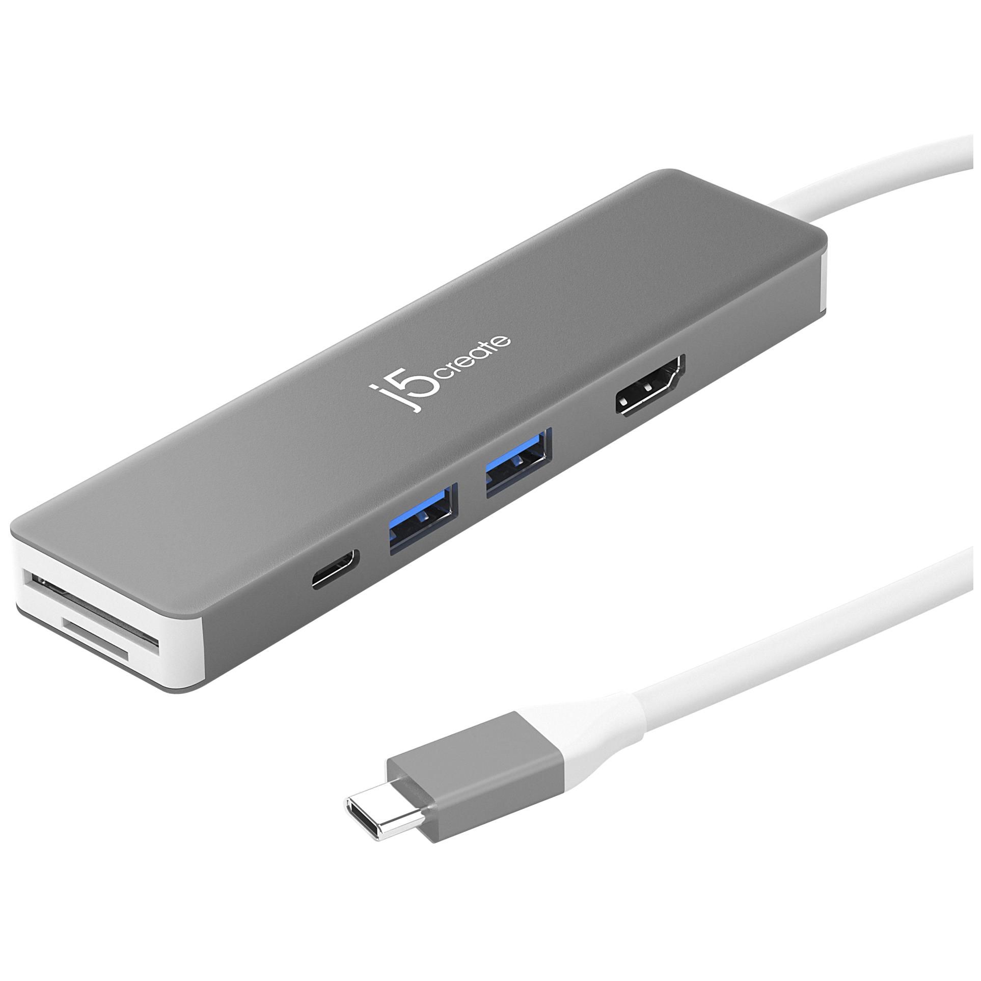 Station d'accueil j5create Avec fil USB 3.2 Gen 2 Type-C, Argent/Blanc
