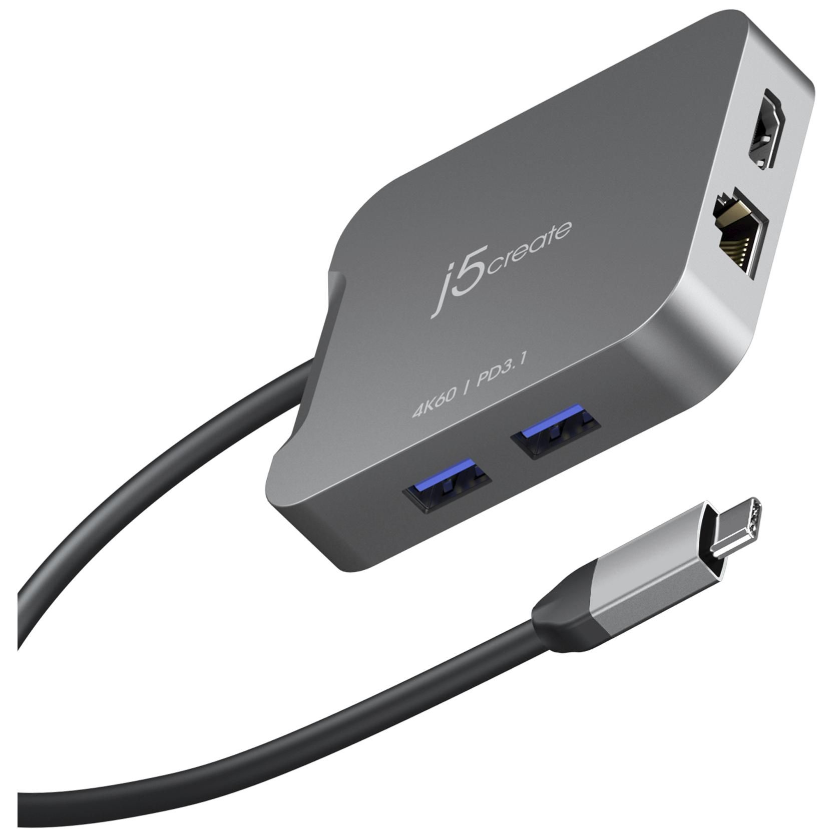 Station d'accueil j5create avec connectivité filaire et port USB-C - Gris spatial