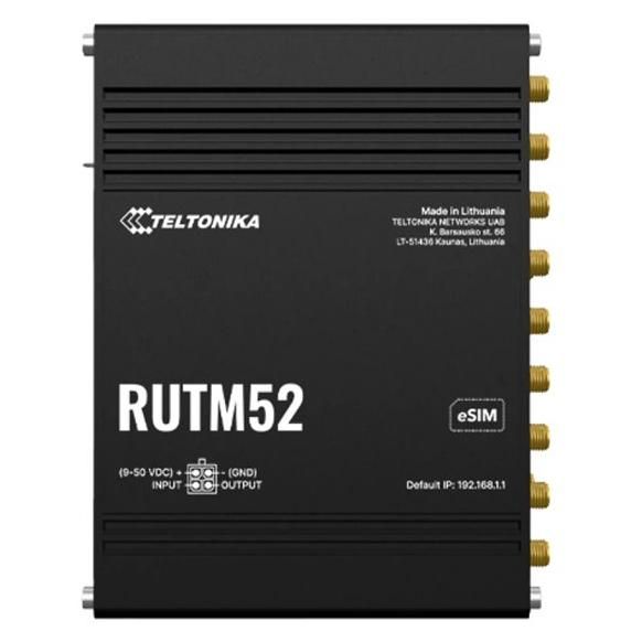 Teltonika RUTM52 - Wireless Router - 5-Port WAN Switch - 1GbE, 5G, LTE, HSPA - Wi-Fi 5 - 3G, 4G, 5G - DIN Rail Mount, Wall Mountable