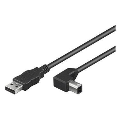 MicroConnect USB 2.0 Cable, 0.5m, USB A to B, Angled, Black