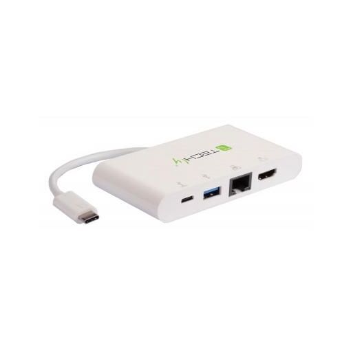 Station d'accueil Techly USB-C 3.2 Gen 1 (3.1 Gen 1) - Blanc