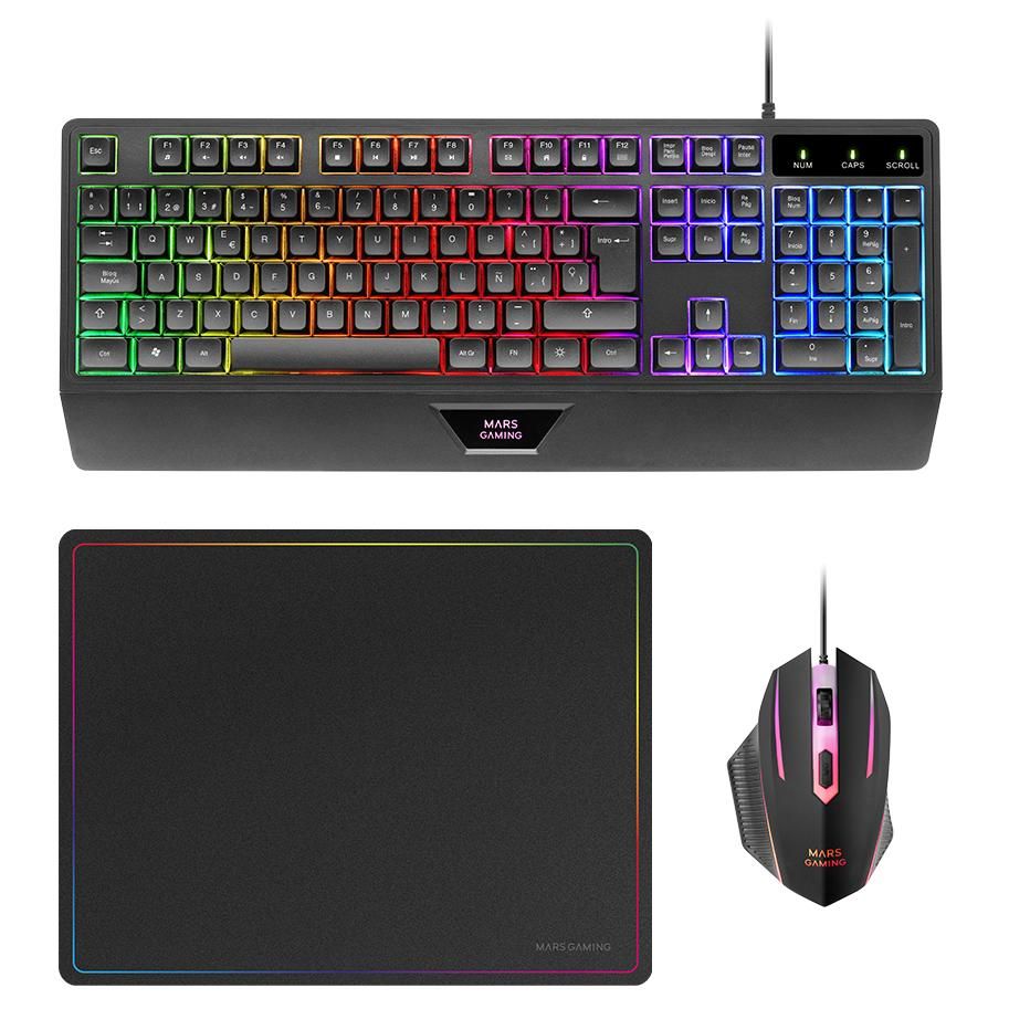 Mars Gaming MCP124 Gaming Keyboard & Mouse Set (USB, QWERTY, Black)