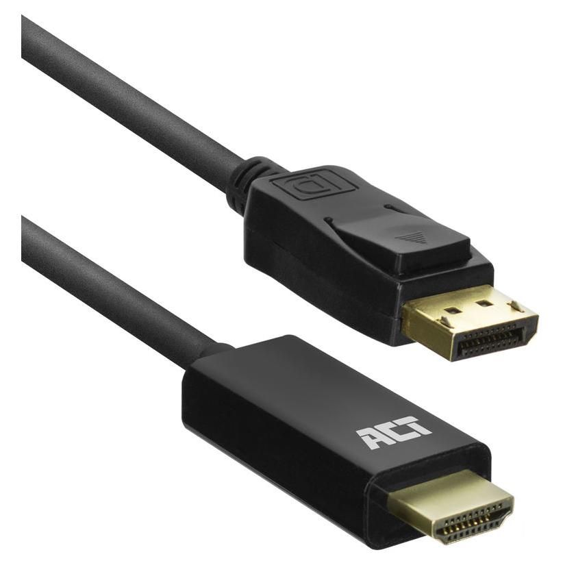 Cable de vídeo ACT AC7550 y adaptador, 6 pies DisplayPort a HDMI