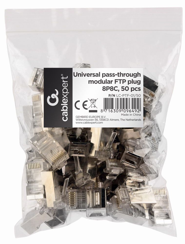 Gembird 8P8C RJ45 Transparent Connector (50 Pack)