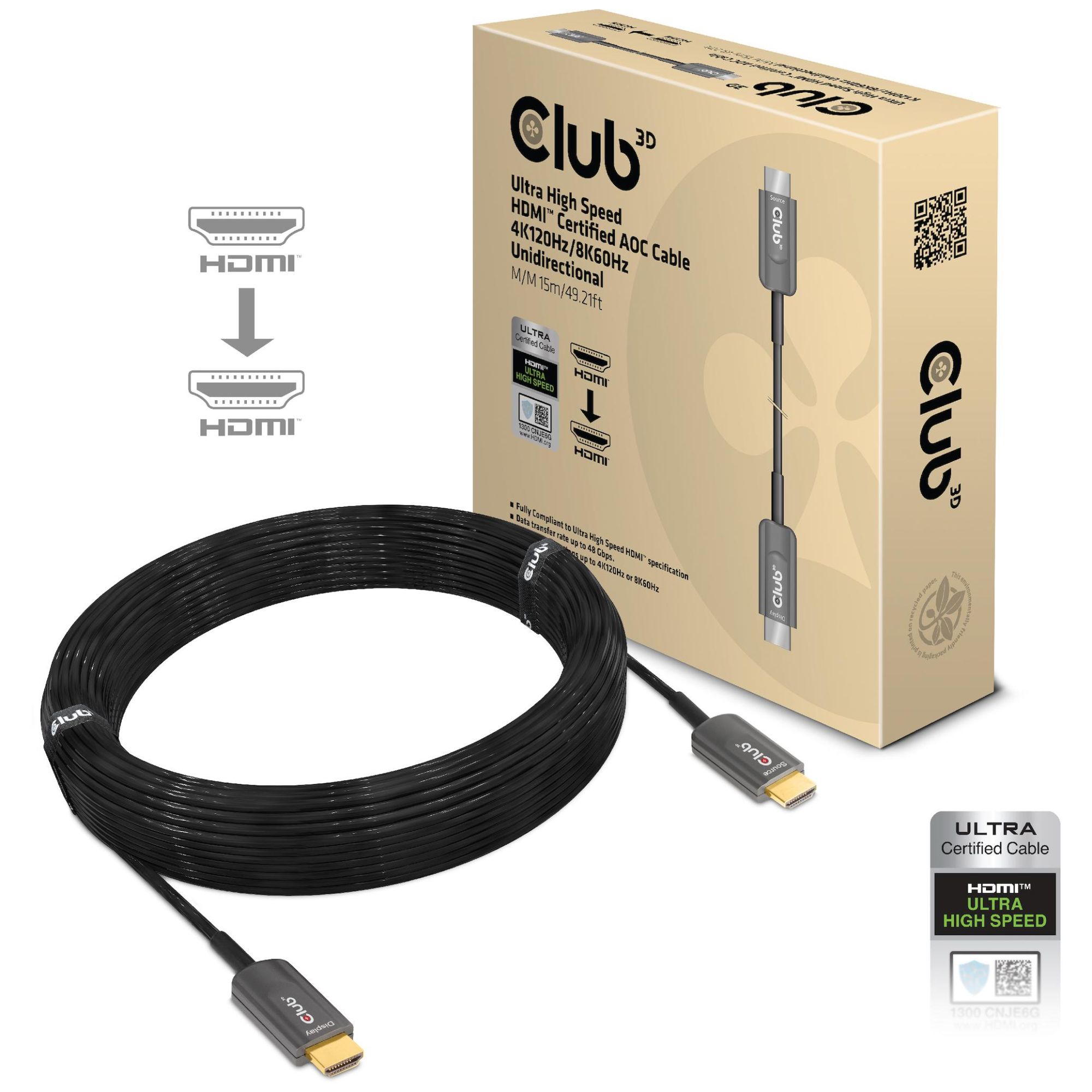 Club 3D CAC-1377 15ft HDMI Cable, Type A (Standard), Black