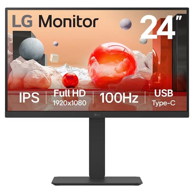 LG 24BA750-B - Écran LED - USB - 24" (23.8" visualisable) - 1920 x 1080 Full HD (1080p) @ 100 Hz - IPS - 250 cd/m² - 1300:1 - 5 ms - HDMI, DisplayPort, USB-C - haut-parleurs - noir