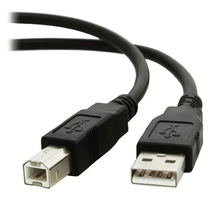 USB 2.0 Type A to Type B Cable - Black - 1.5m - High Speed 480 Mbit/s - Compatible with Canon, HP, Epson, Samsung, Lexmark, Dell, Xerox Printers & Scanners