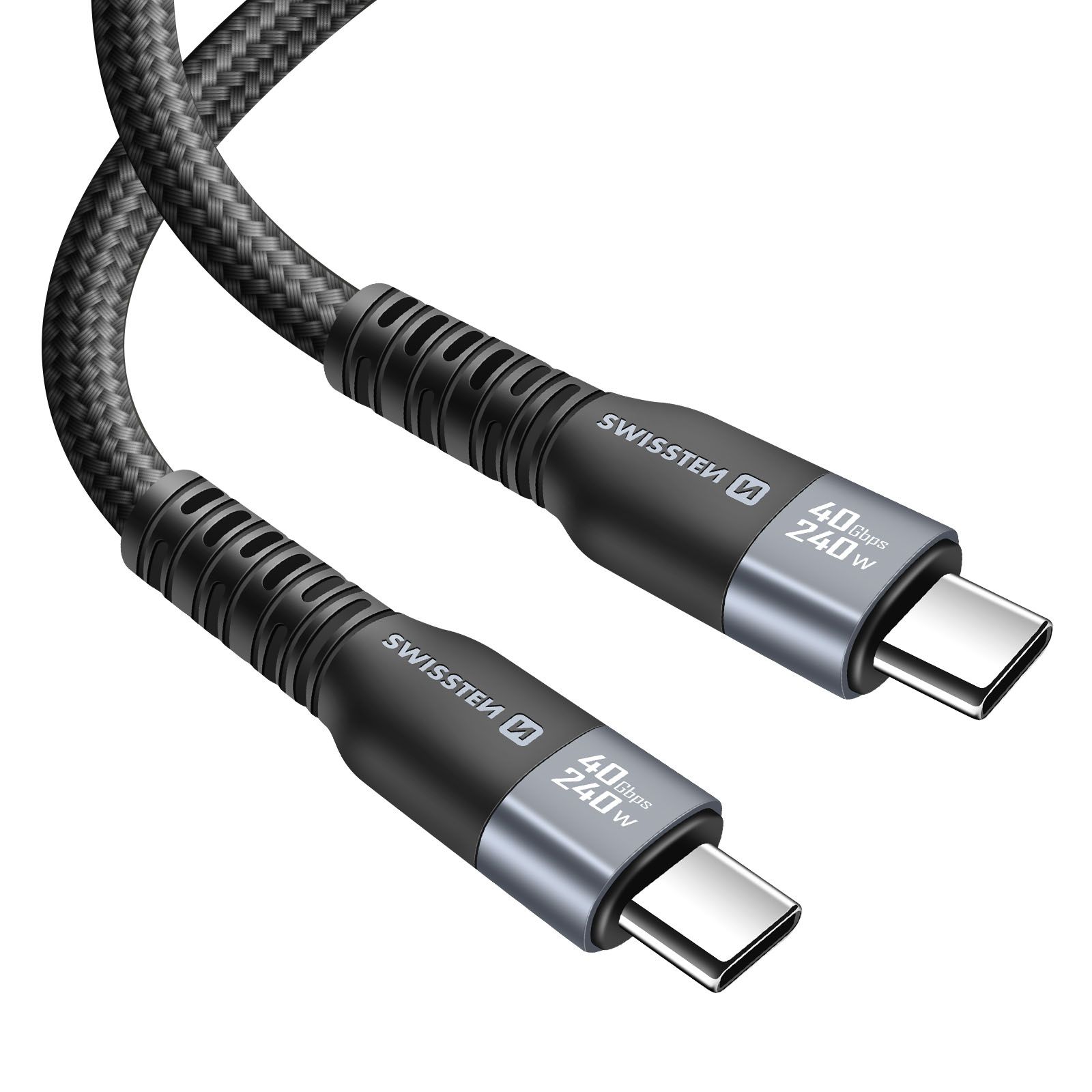 Swissten 5A Thunderbolt 4 USB-C to USB-C Cable, 240W, 50cm, Black
