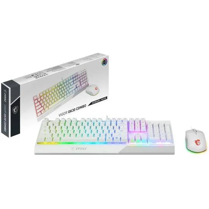 Teclado y ratón inalámbricos MSI Vigor GK30 (Español Qwerty, Blanco)