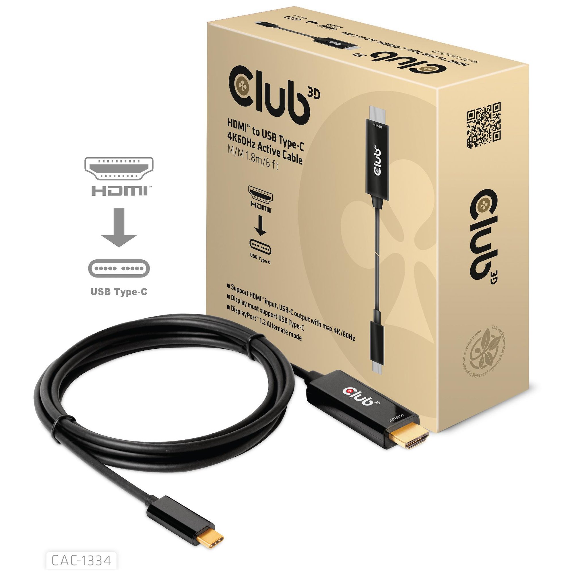 Club 3D 1.8m HDMI to USB-C Cable Adapter (CAC-1334)