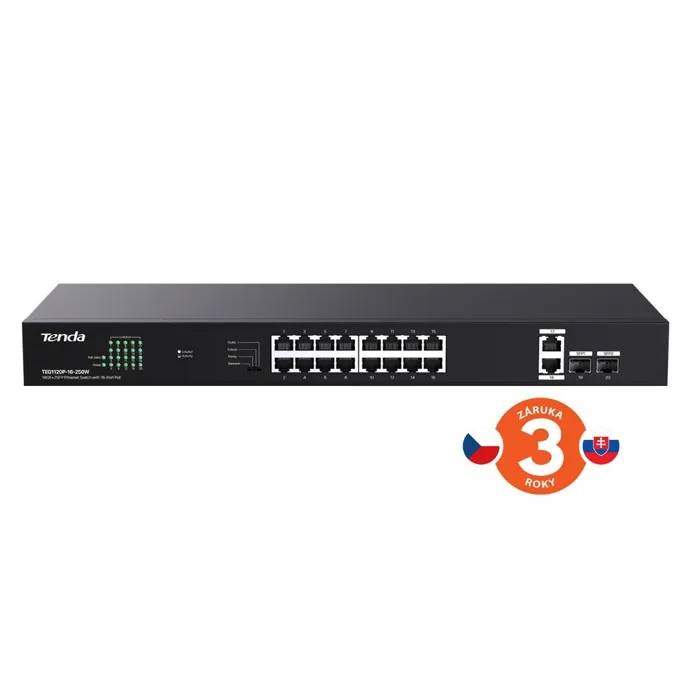 Commutateur Gigabit PoE Tenda à 16 ports, 250W