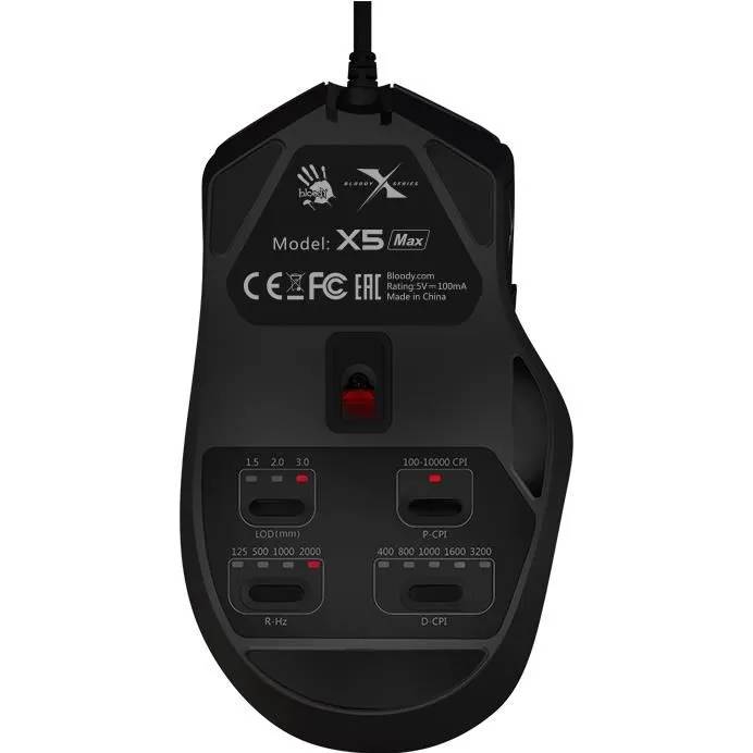 A4tech Bloody X5 Max Gaming Mouse - 10,000 DPI, Ambidextrous, USB Type-A
