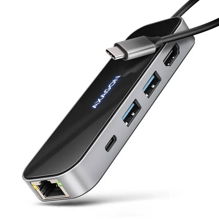 Axagon USB Hub - HMC-6GLN - 2x USB-A - 1x USB-C - 100W PD - Silver