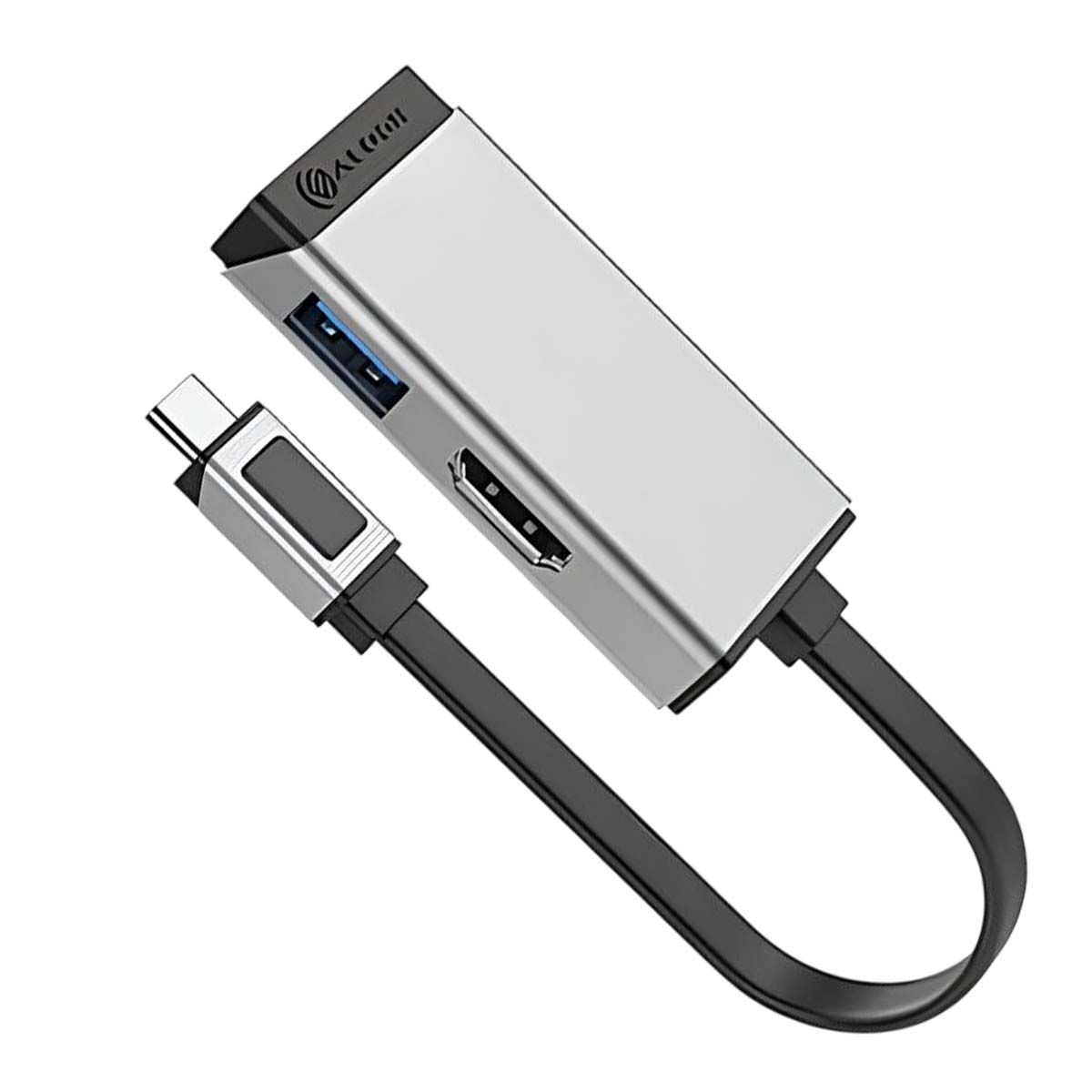 A-Logic MagForce USB-C to HDMI & USB 3.2 Adapter (4K 60Hz, Black/Silver)