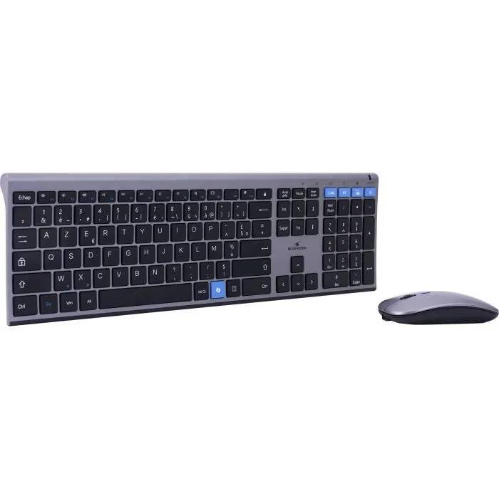 Wireless Keyboard and Mouse Set - Bluestork - AZERTY - Metal - Silent - Scissor Keys