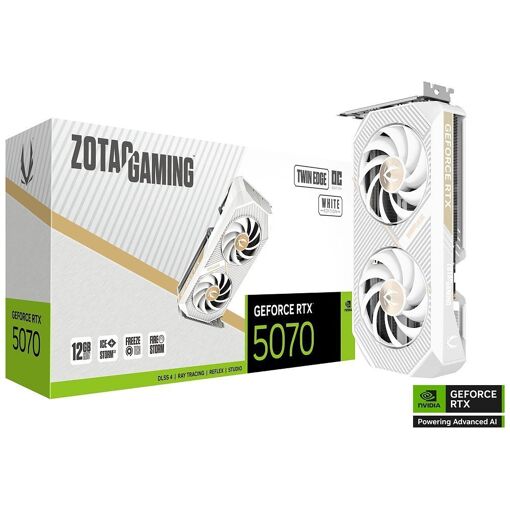 Tarjeta gráfica Zotac Gaming Twin Edge OC Edición Blanca - GeForce RTX 5070 - 12 GB GDDR7 - PCIe 5.0 x16 - 3 puertos DisplayPort, HDMI