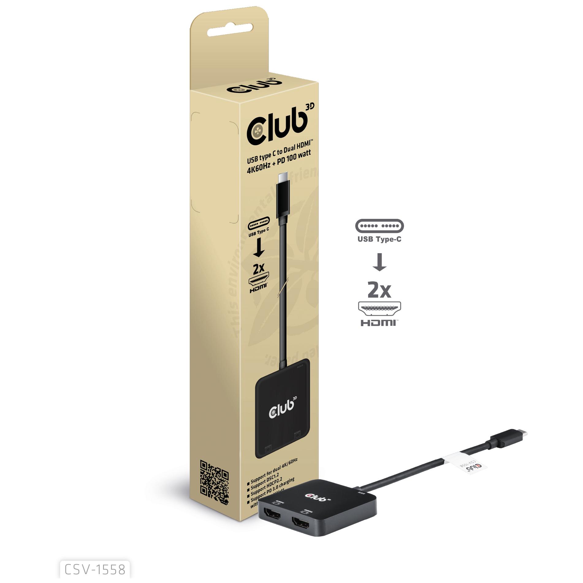 Club 3D CSV-1558 USB Type-C Video Splitter