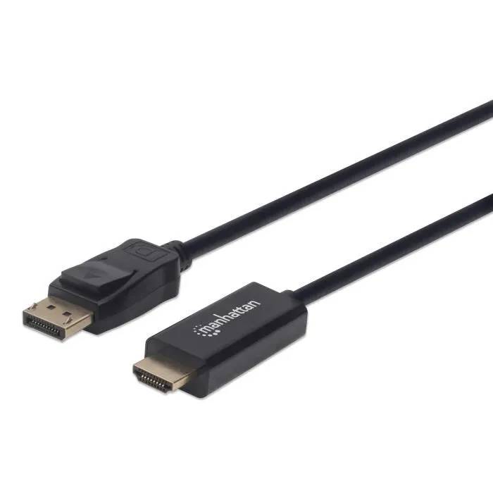 Cable adaptador DisplayPort macho bloqueado para macho HDMI - 1,8 m - negro - moldeado, compatible con 1080p