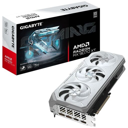 Carte graphique Gigabyte GV-R907X Gaming OC ICE 16G, 16 Go GDDR6, Radeon RX 9070 XT, PCI Express