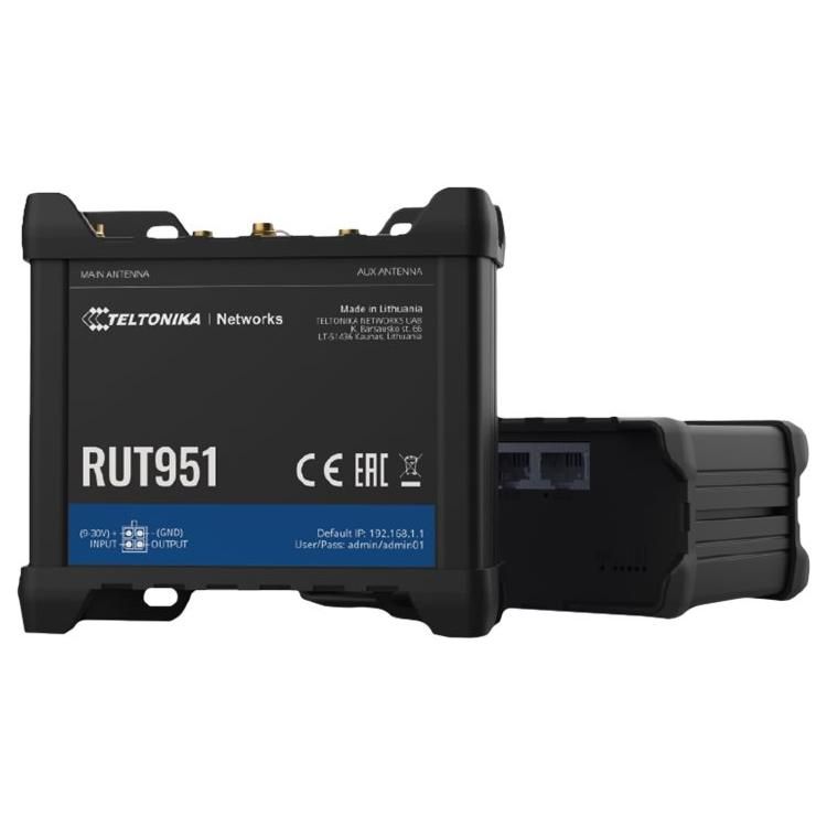 Routeur sans fil Teltonika RUT951 - Commutateur WWAN 3 ports 2,4 GHz - 3G, 4G - Montage sur rail DIN
