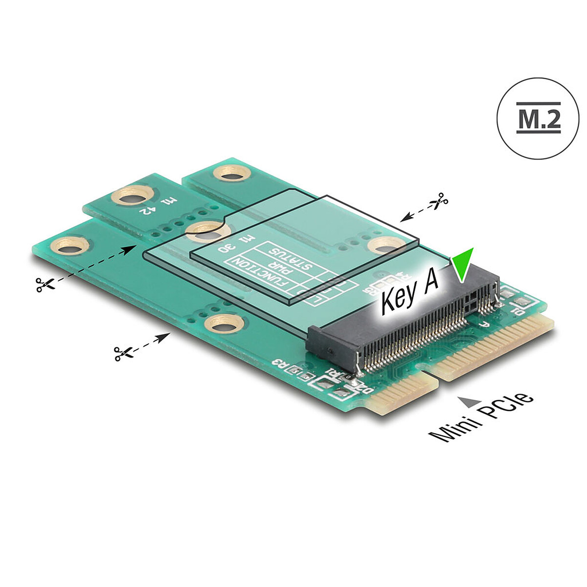 DeLock Adaptateur Mini PCIe mâle à slot M.2 key A