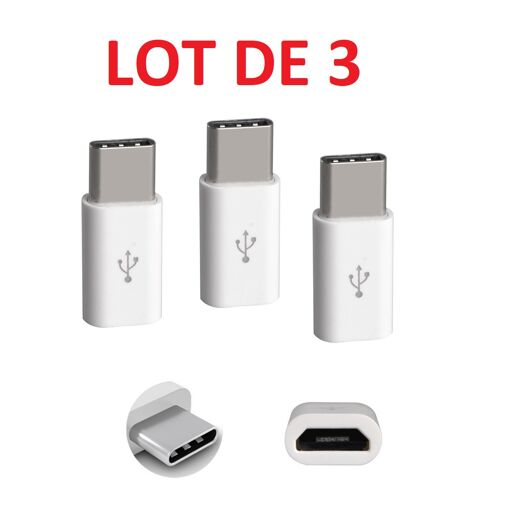 3 Micro USB to USB Type-C Adapters - White Universal OTG Converters for Charging and Data Transfer - Straße Tech