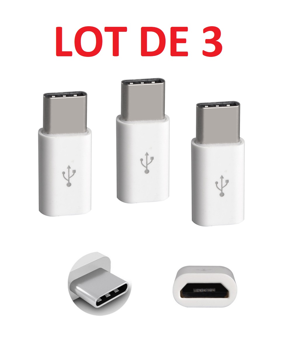 3 Micro USB to USB Type-C Adapters - White Universal OTG Converters for Charging and Data Transfer - Straße Tech