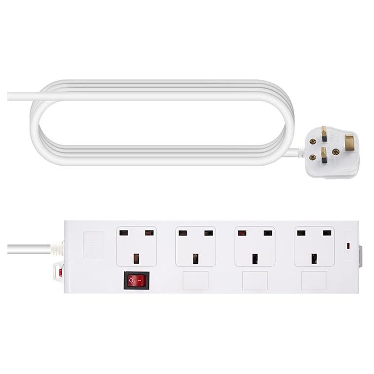 Vision Circuit Breaker, 230V AC, UK Plug, 4 Outputs, 1.8m Cable, White
