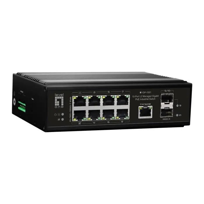 LevelOne Managed Network Switch L2 - IGP-1061 - 8 RJ-45 Ports - 2 SFP Modules - Web Management