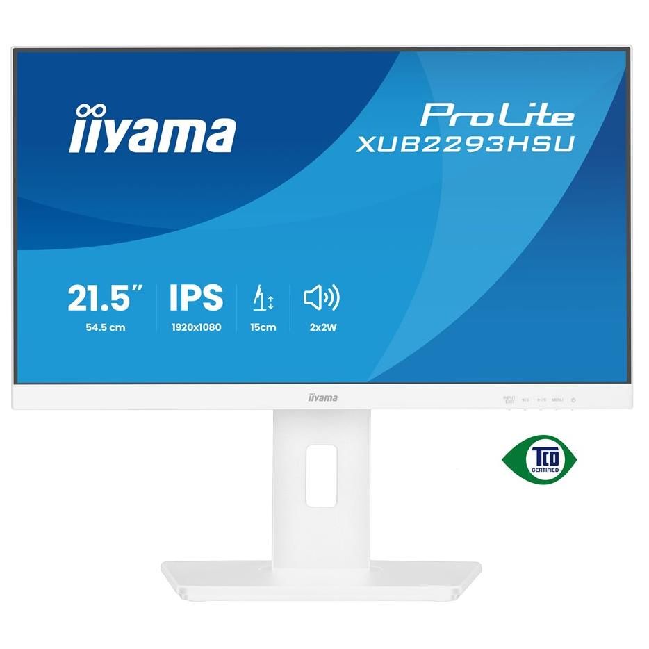 Iiyama ProLite XUB2293HSU-W7 - 22" LED Monitor - Full HD, IPS, 100Hz, HDMI, DisplayPort, Speakers - White
