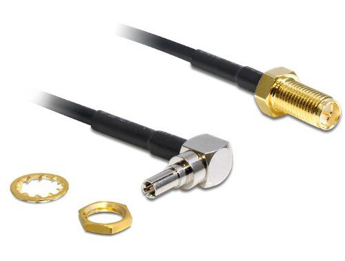 Adaptateur d'antenne Delock - RP-SMA (F) vers CRC9 (M) - 20 cm - RG-174 - Connecteur à 90° - Noir