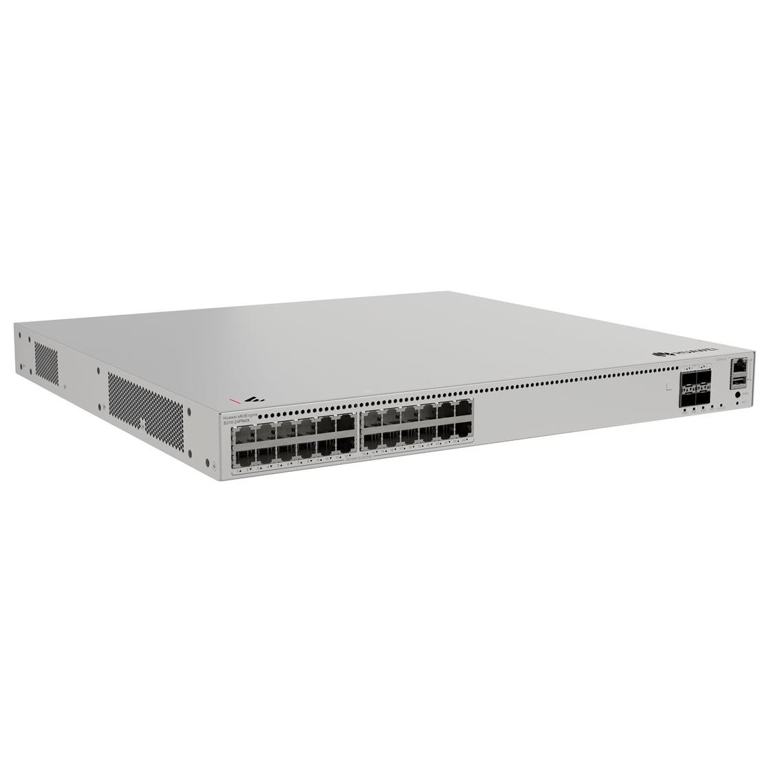 Huawei eKitEngine S310 Series S310-24PN4X - Switch - C2+ - Managed - 24x 10/100/1000/2.5G (PoE+) + 4x 1 Gigabit / 10 Gigabit SFP+ - Side-to-Front Airflow - Rack-Mountable - PoE+ (400 W)