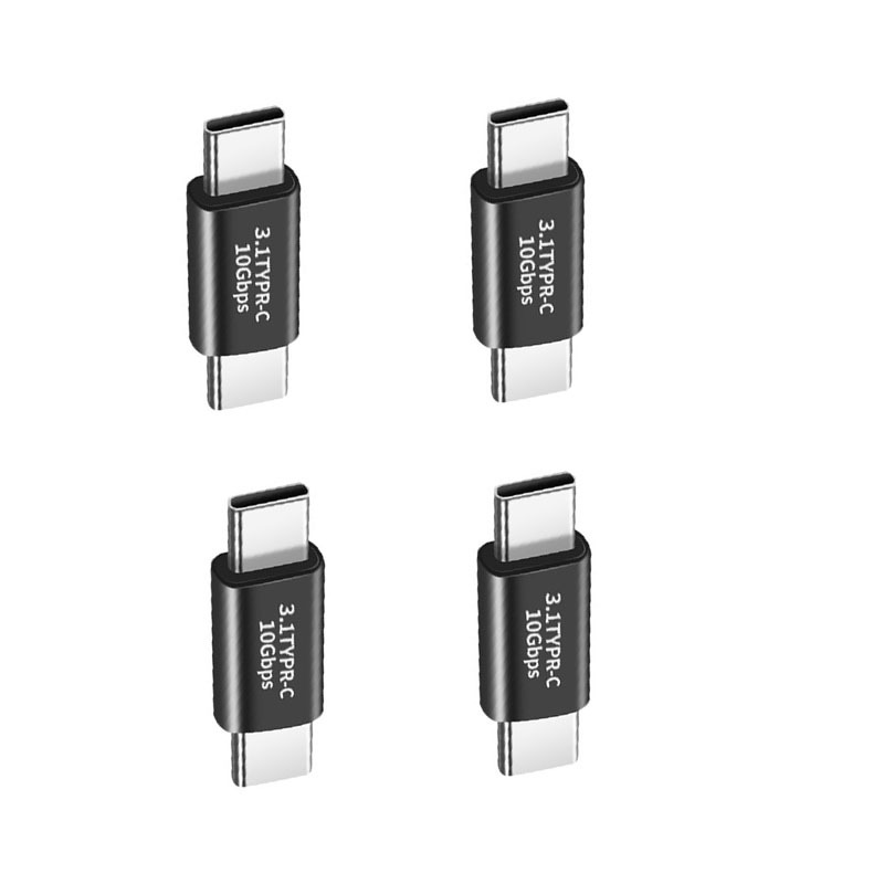 Adaptador USB-C Masculino a USB-C Masculino 3.1 Recto (Paquete de 4): Transferencia Rápida, Audio/Video, Carga Rápida