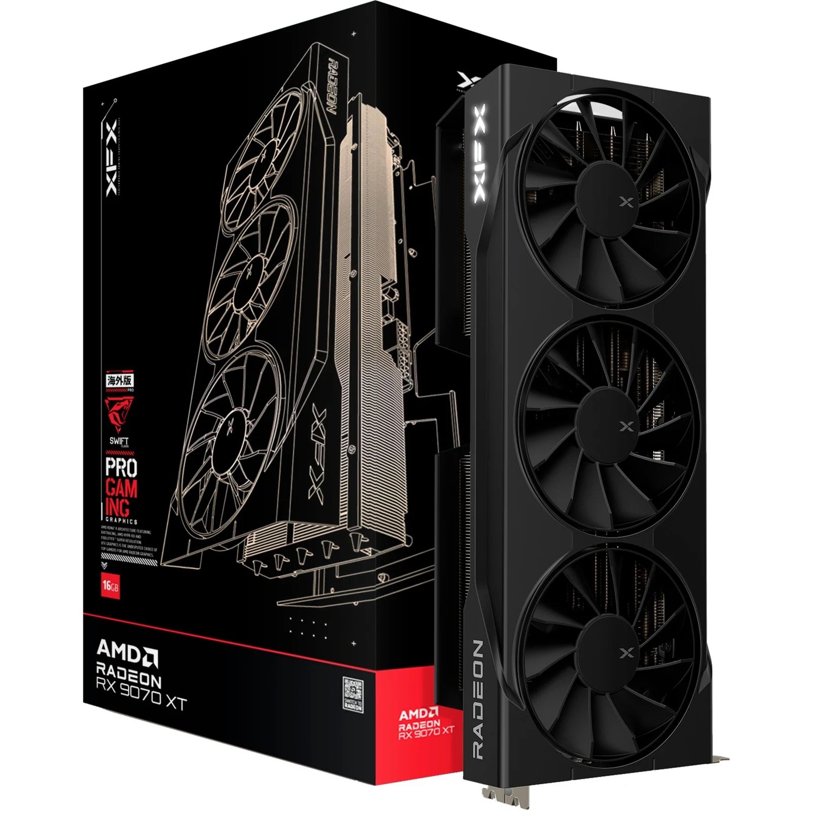 XFX Radeon RX 9070 XT Swift Graphics Card, Black