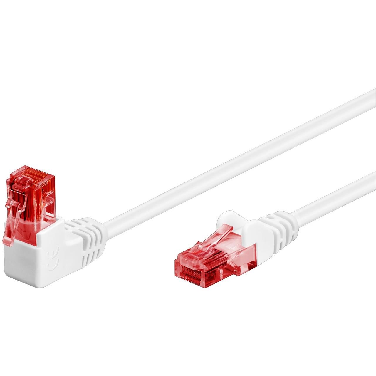 Goobay CAT 6 Patch Cable, 1m White, 90° Coudé, U/UTP with Stop Tab