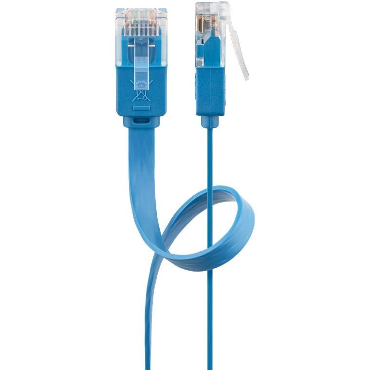 Goobay CAT 6 Flat Patch Cable, U/UTP, Blue Copper Conductors (CU) 1m