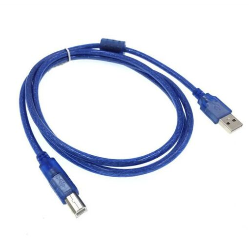 Câble USB 2.0 Rue Tech Type A vers Type B, 1,50 m, Bleu, 480 Mbit/s, Compatible avec les imprimantes et scanners Canon, HP, Epson, Samsung, Lexmark, Dell, Xerox